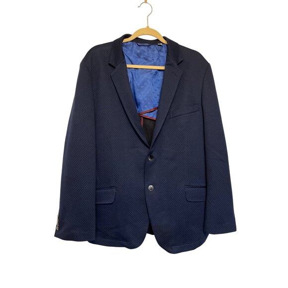 Ben Sherman Mens Navy Textured Blazer 48R Slim Fit Fully Lined With Button Cuffs - Picture 1 of 7